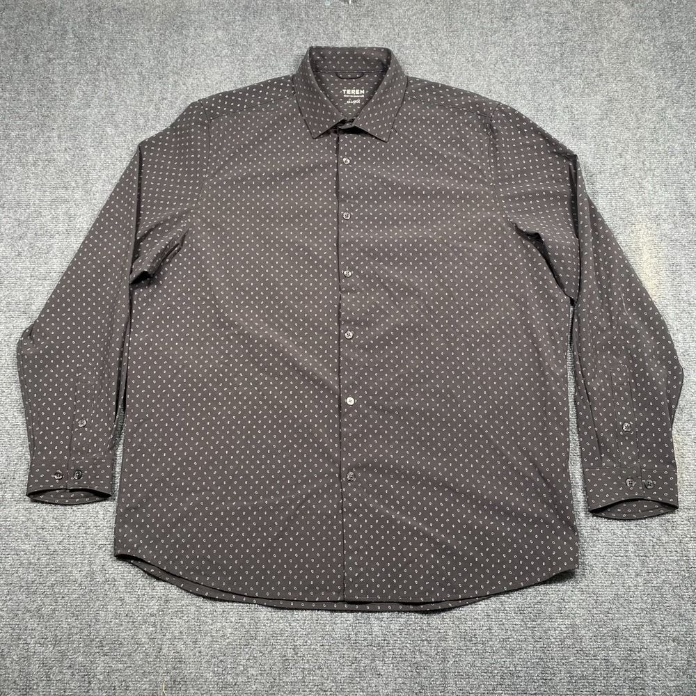 TEREN Shirt Mens XXL Gray Daily Driver‎ Stretch Button Down Long Sleeve